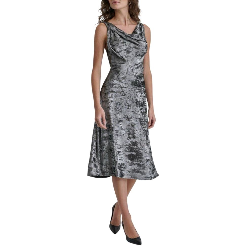 DKNY $148 Jacquard Sleeveless abstract jacquard metalic Dress Size10